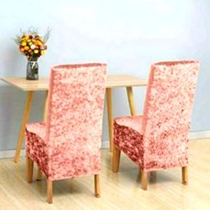 Set of 2 Pink Crushed Velvet Chair Covers